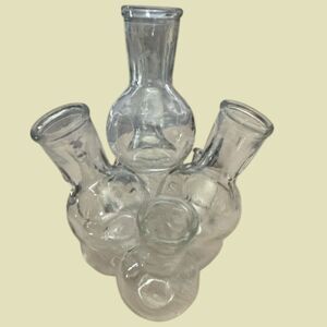 VTG 7-Tube Clear Bud Vase Flower Arranger  Mid Century Floral Frog Original 7